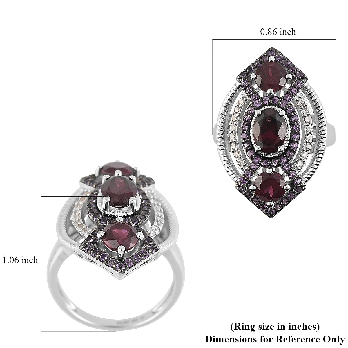 Pyrope Garnet and Amethyst Ring in Sterling Silver (Size 9.0) 2.00 ctw image number 5