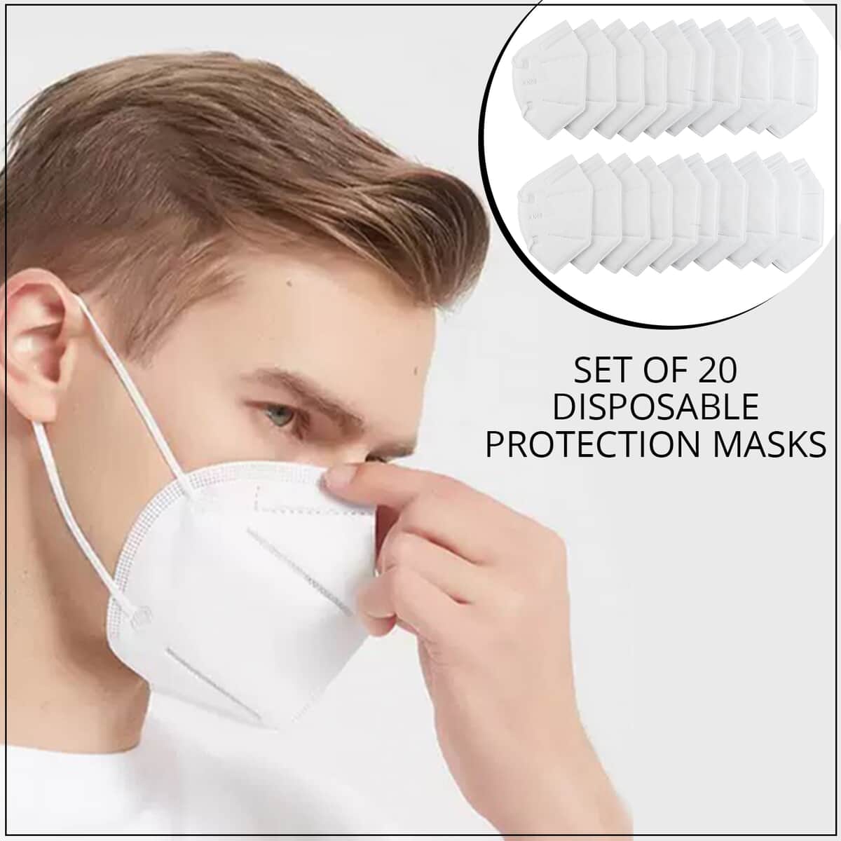 White 20pcs KN95 Masks 5 Layer (Non Returnable) image number 1