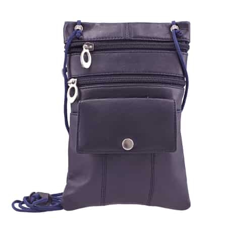 Newage Navy 100% Genuine Leather Crossbody Bag with Man-made Strap image number 0
