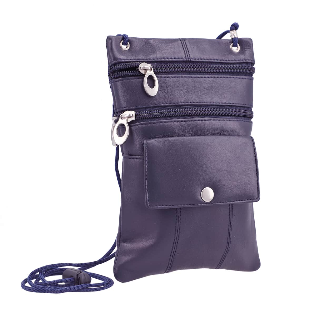 Newage Navy 100% Genuine Leather Crossbody Bag with Man-made Strap image number 2