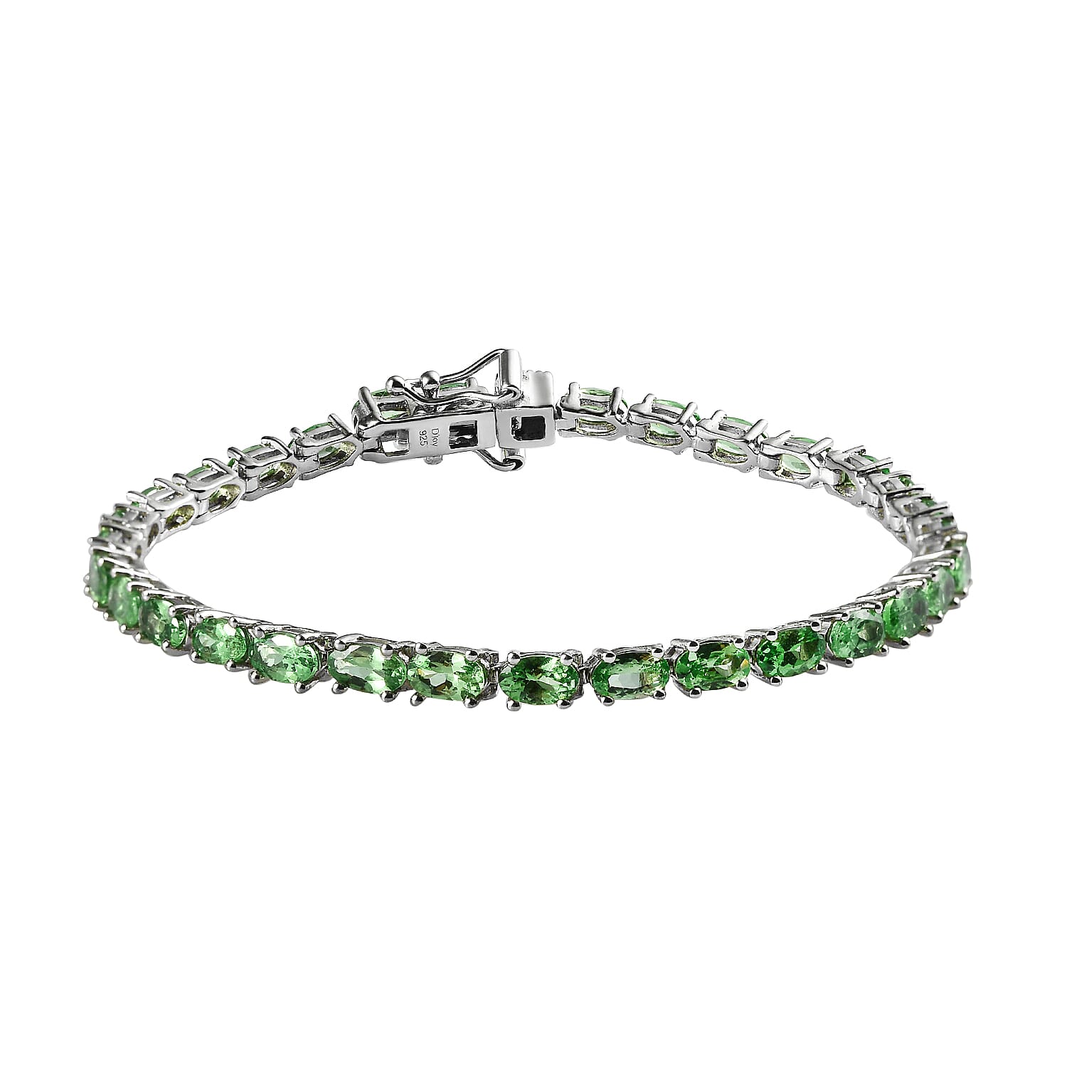 Natural Tsavorite Garnet Tennis Bracelet in Platinum Over Sterling Silver (6.50 In) 6.50 ctw