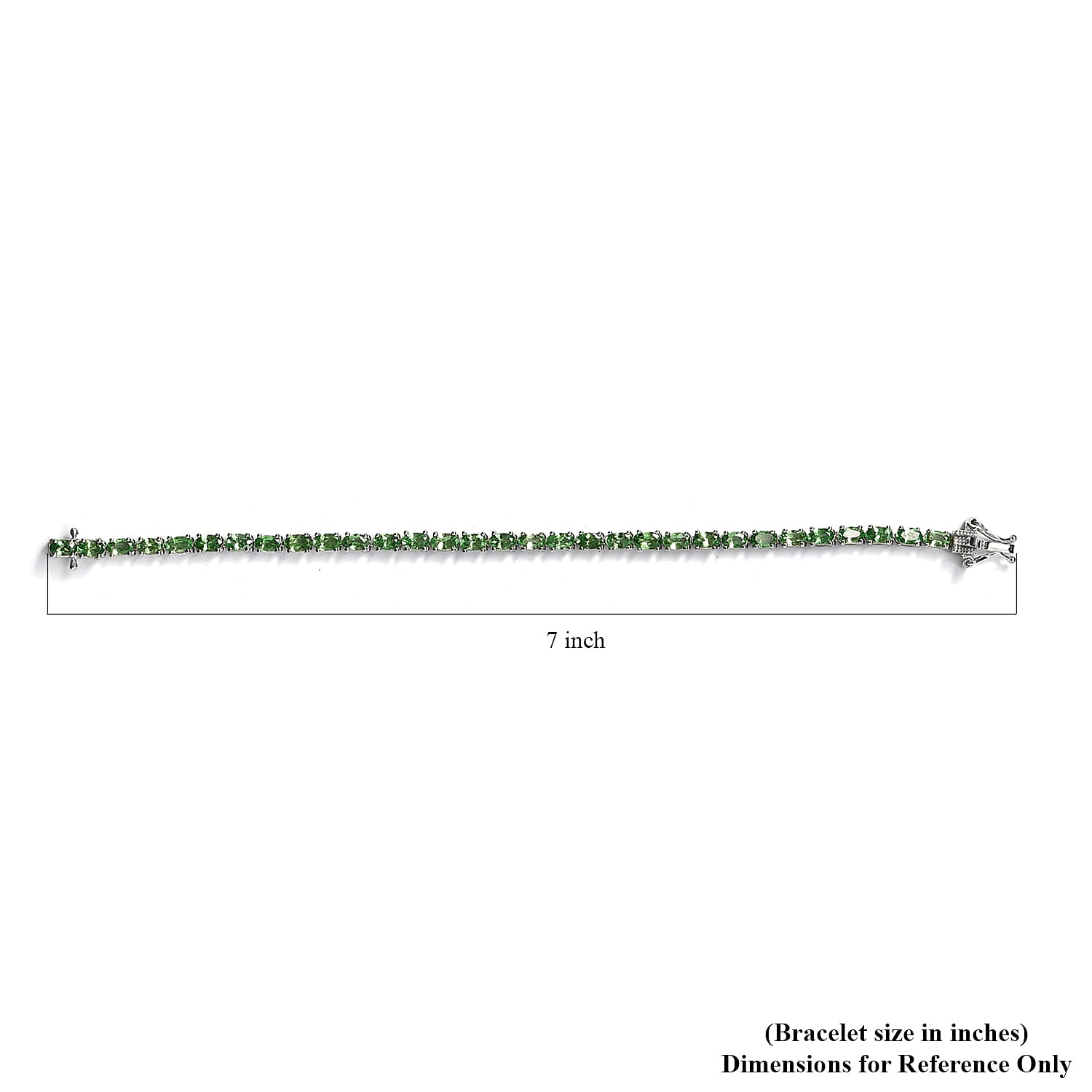 Natural Tsavorite Garnet Tennis Bracelet in Platinum Over Sterling Silver (6.50 In) 6.50 ctw