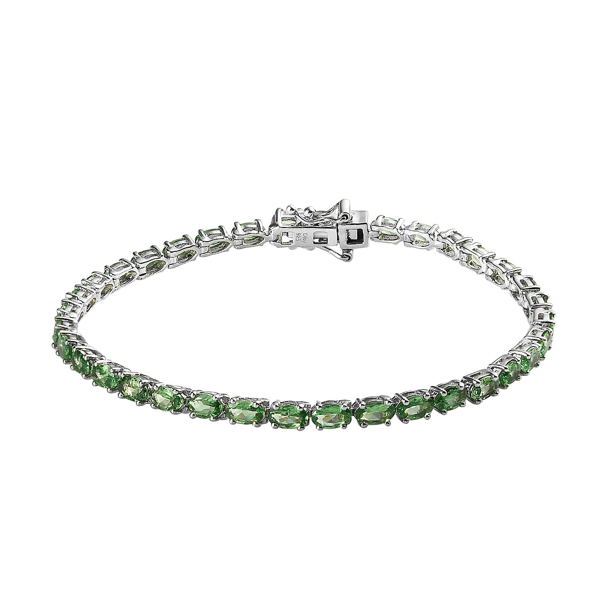 Natural Tsavorite Garnet Tennis Bracelet in Platinum Over Sterling Silver (7.25 In) 7.40 ctw image number 0