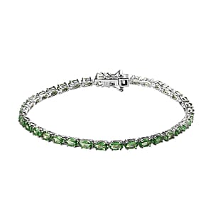 Natural Tsavorite Garnet Tennis Bracelet in Platinum Over Sterling Silver (7.25 In) 7.40 ctw
