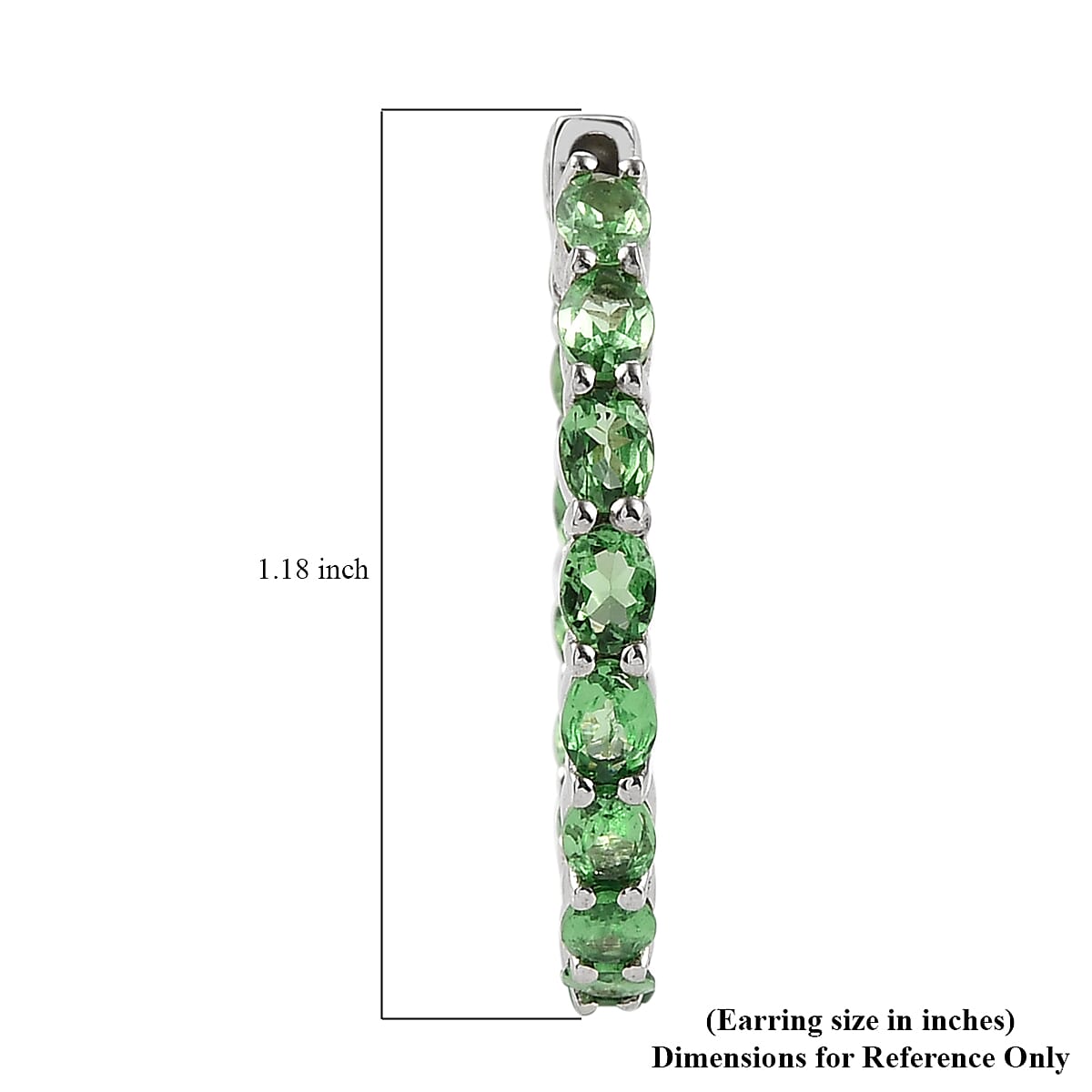 Tsavorite Garnet Hoop Earrings in Platinum Over Sterling Silver 6.00 ctw