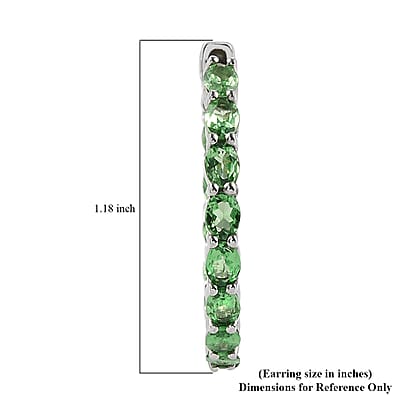 Tsavorite Garnet Hoop Earrings in Platinum Over Sterling Silver 6.00 ctw
