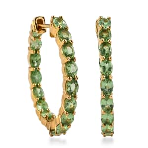 Tsavorite Garnet Hoop Earrings in Vermeil Yellow Gold Over Sterling Silver 6.00 ctw