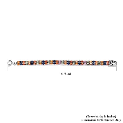 Multi Sapphire and Thai Black Spinel Double Row Tennis Bracelet in Platinum Over Sterling Silver (6.50 In) 10.40 ctw