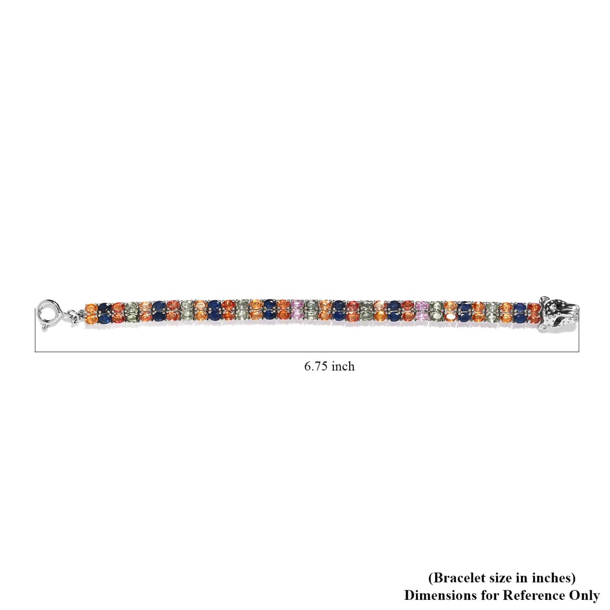 Multi Sapphire and Thai Black Spinel Double Row Tennis Bracelet in Platinum Over Sterling Silver (6.50 In) 10.40 ctw image number 4