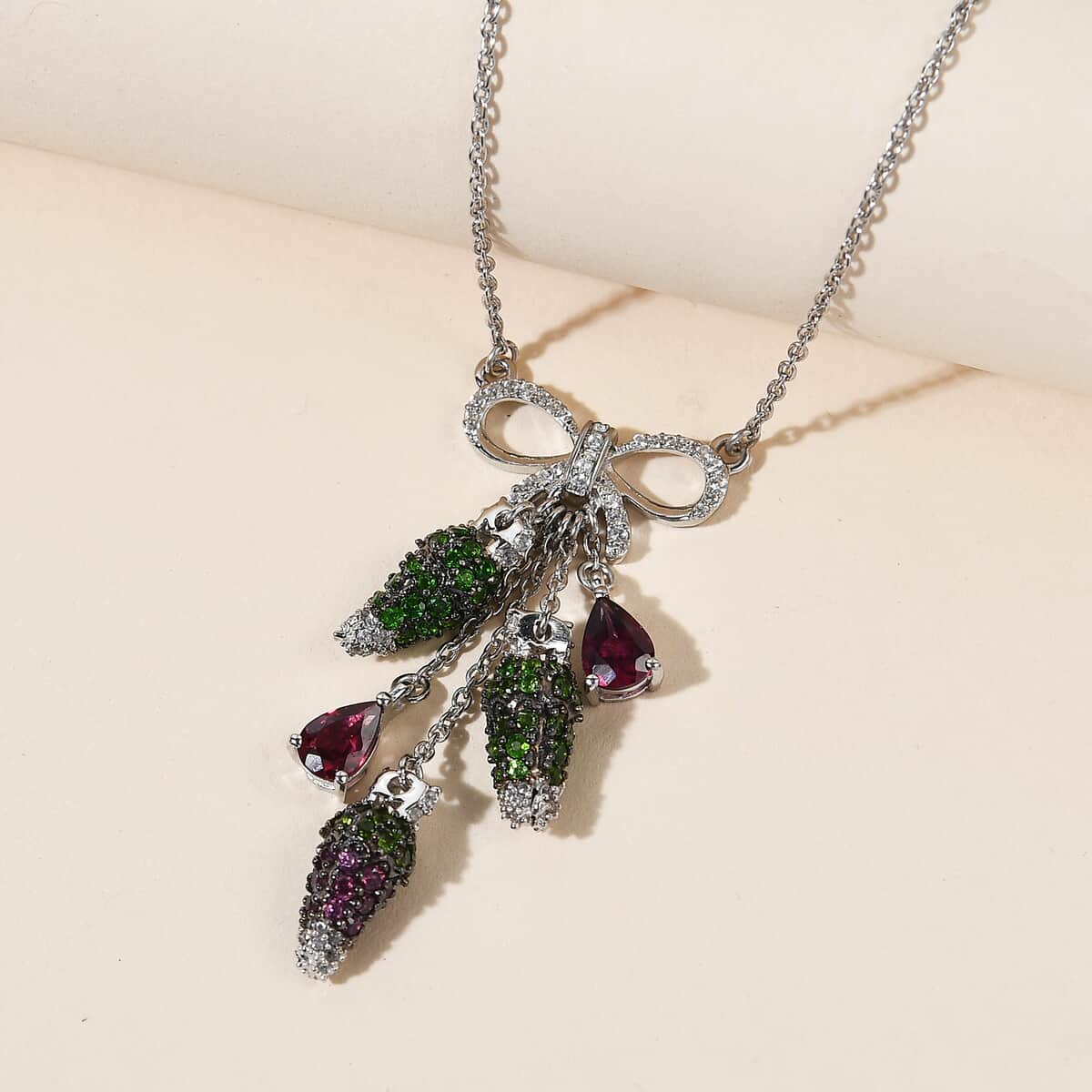 GP Special Chilli Pepper Collection Multi Gemstone Fancy Necklace 18 Inches in Platinum Over Sterling Silver 4.65 ctw image number 1