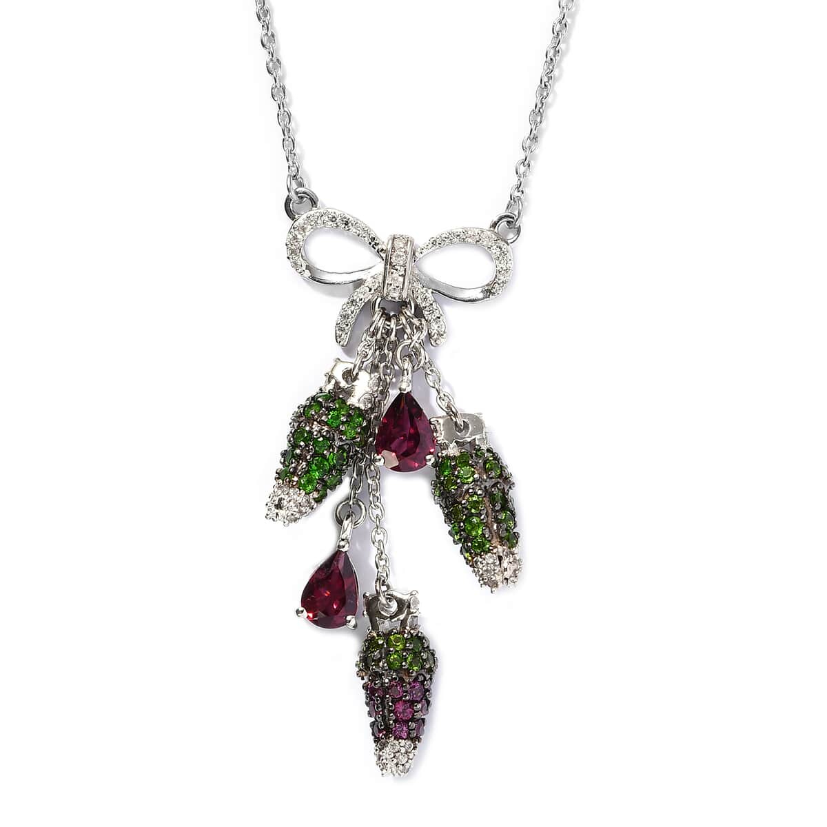 GP Special Chilli Pepper Collection Multi Gemstone Fancy Necklace 18 Inches in Platinum Over Sterling Silver 4.65 ctw image number 3