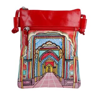 VIVID by SUKRITI Red Zebra Pattern Hand Painted Genuine Leather Crossbody Bag