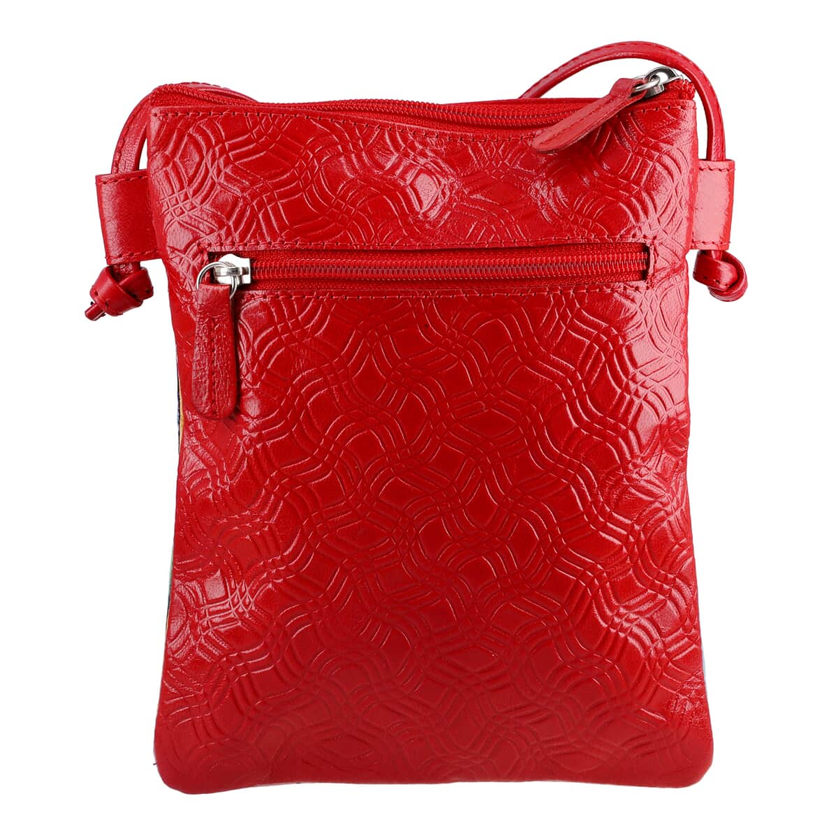 Vivid by Sukriti Red Traditional Palace Corridor Pattern Hand Painted Genuine Leather Crossbody Bag image number 3