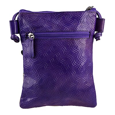 Vivid by Sukriti Blue Traditional City Pattern Hand Painted Genuine Leather Crossbody Bag