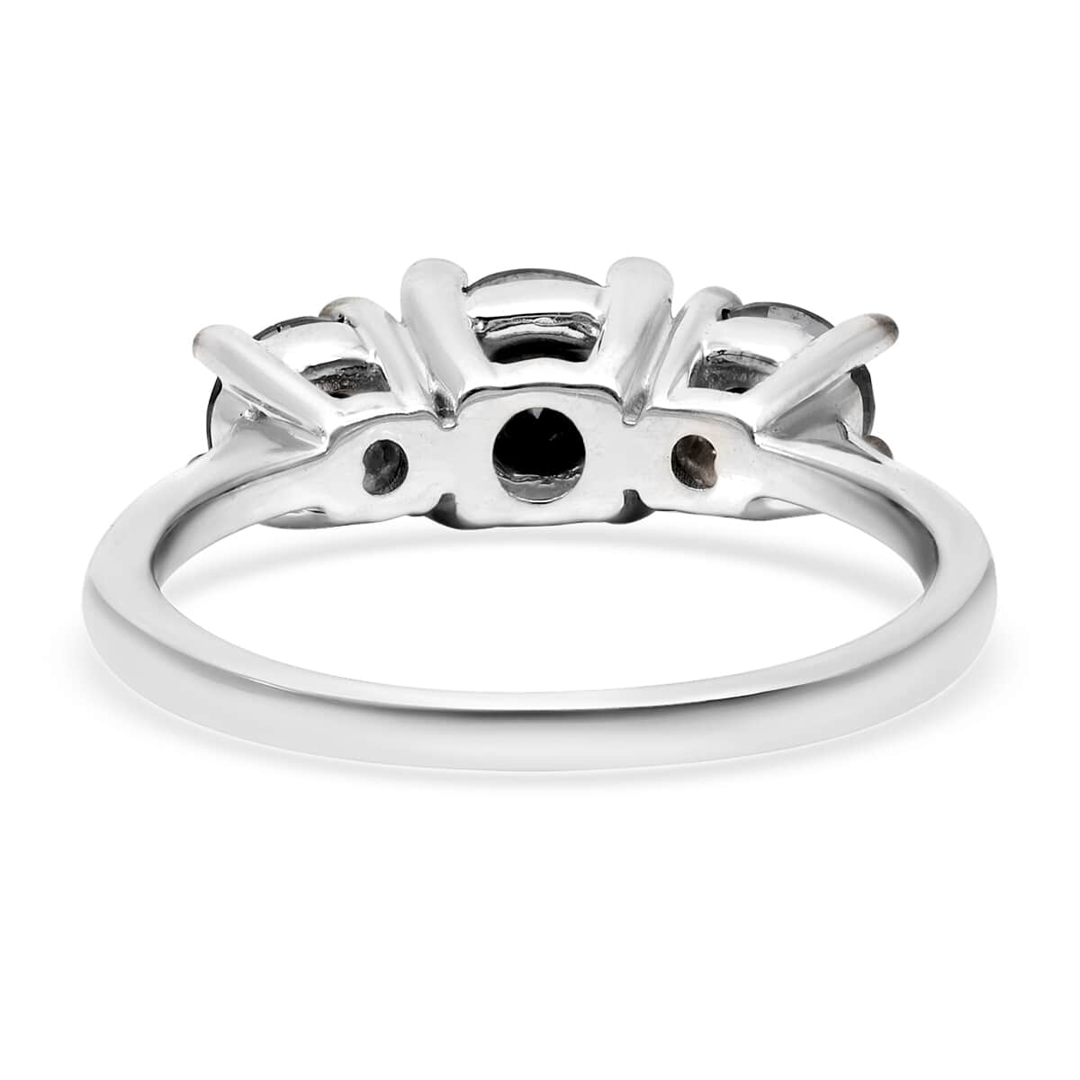 TLV Black Diamond (IR) Trilogy Ring in Platinum Over Sterling Silver (Size 11.0) 2.00 ctw image number 4