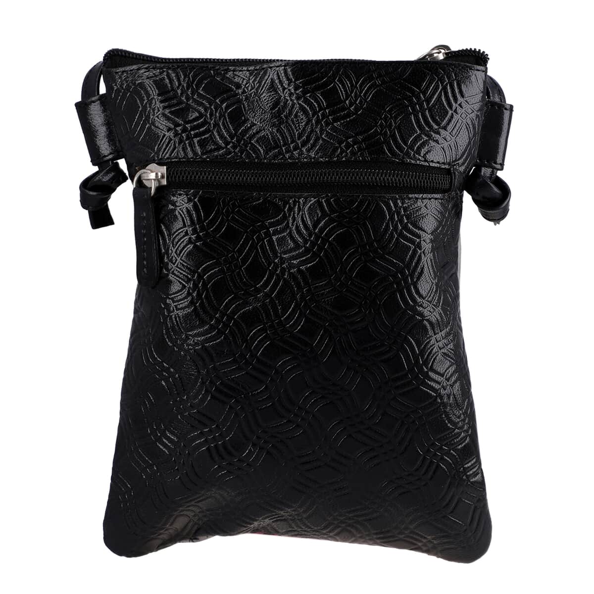 VIVID by SUKRITI Black Flamingo Pattern Hand Painted Genuine Leather Crossbody Bag image number 3