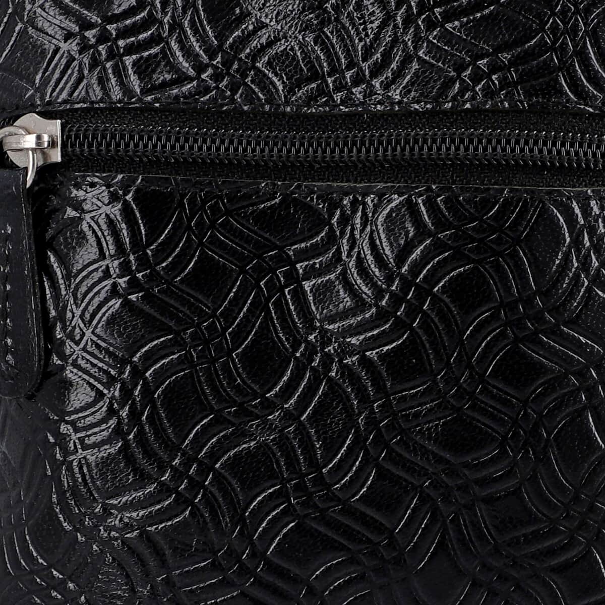 VIVID by SUKRITI Black Flamingo Pattern Hand Painted Genuine Leather Crossbody Bag image number 5