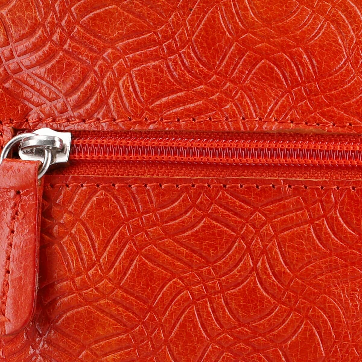VIVID by SUKRITI Orange Flower Pattern Hand Painted Genuine Leather Crossbody Bag image number 5
