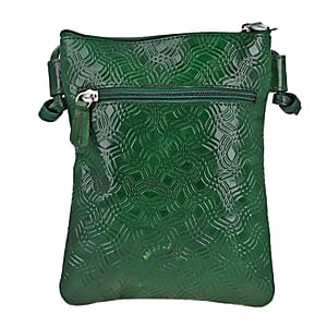 Vivid by Sukriti Green Macaw Pattern Hand Painted Genuine Leather Crossbody Bag