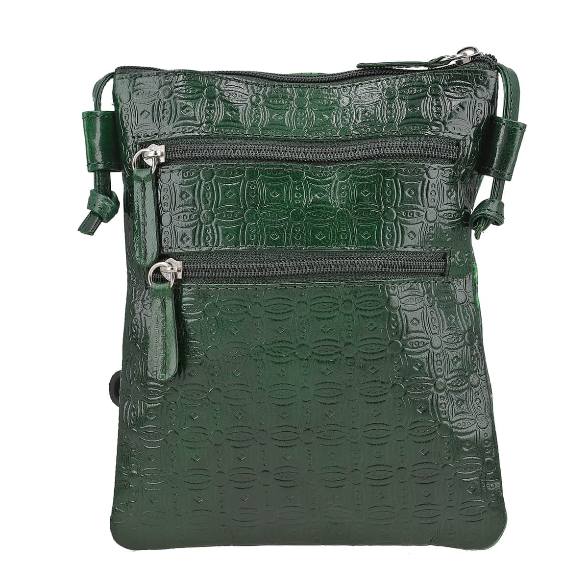 Vivid by Sukriti Green Tiger Pattern Hand Painted Genuine Leather Crossbody Bag image number 4