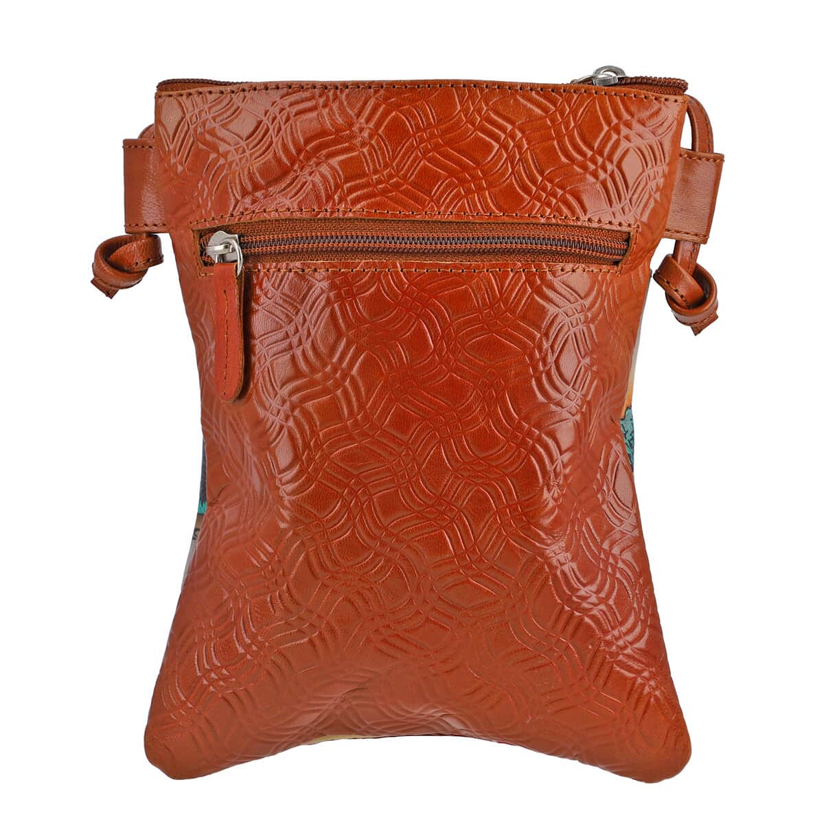VIVID by SUKRITI Brown Traditional Reindeer Pattern Hand Painted Genuine Leather Crossbody Bag image number 3