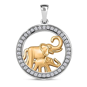 White Cubic Zirconia  Pendant without Chain in 14K YG Over Sterling Silver 0.76 ctw