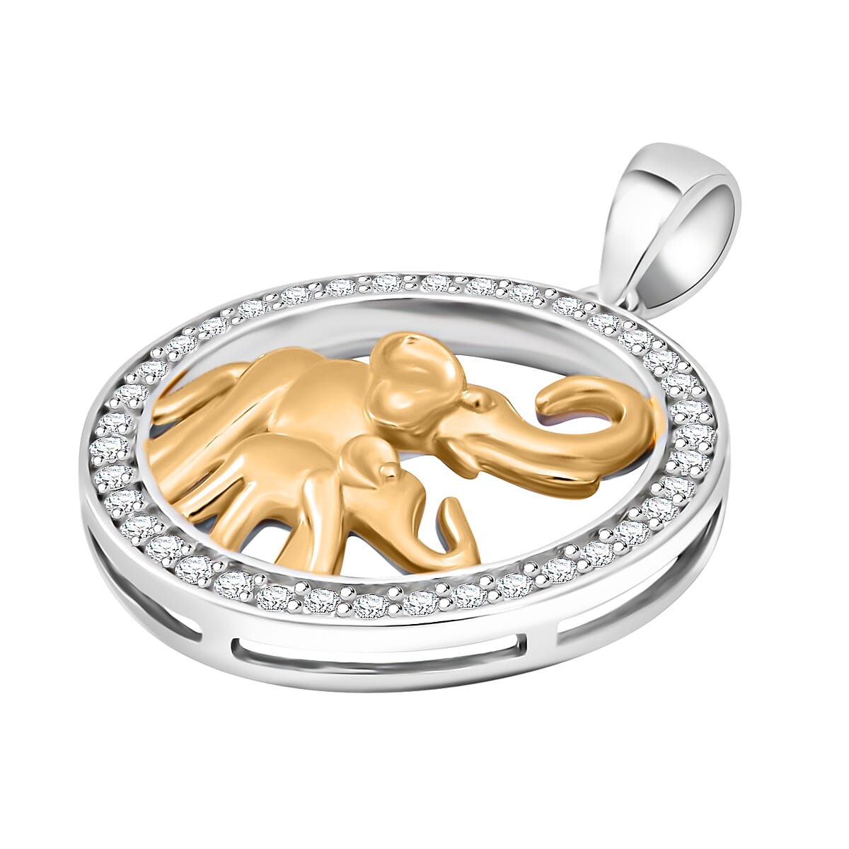 White Cubic Zirconia  Pendant without Chain in 14K YG Over Sterling Silver 0.76 ctw image number 2
