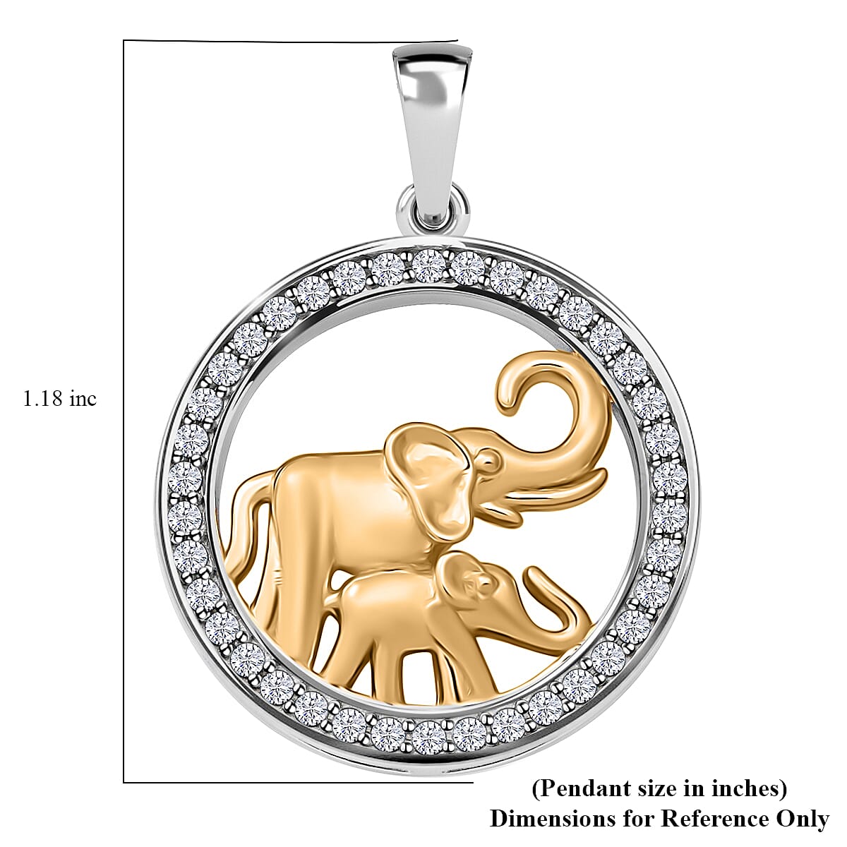 White Cubic Zirconia  Pendant without Chain in 14K YG Over Sterling Silver 0.76 ctw image number 3