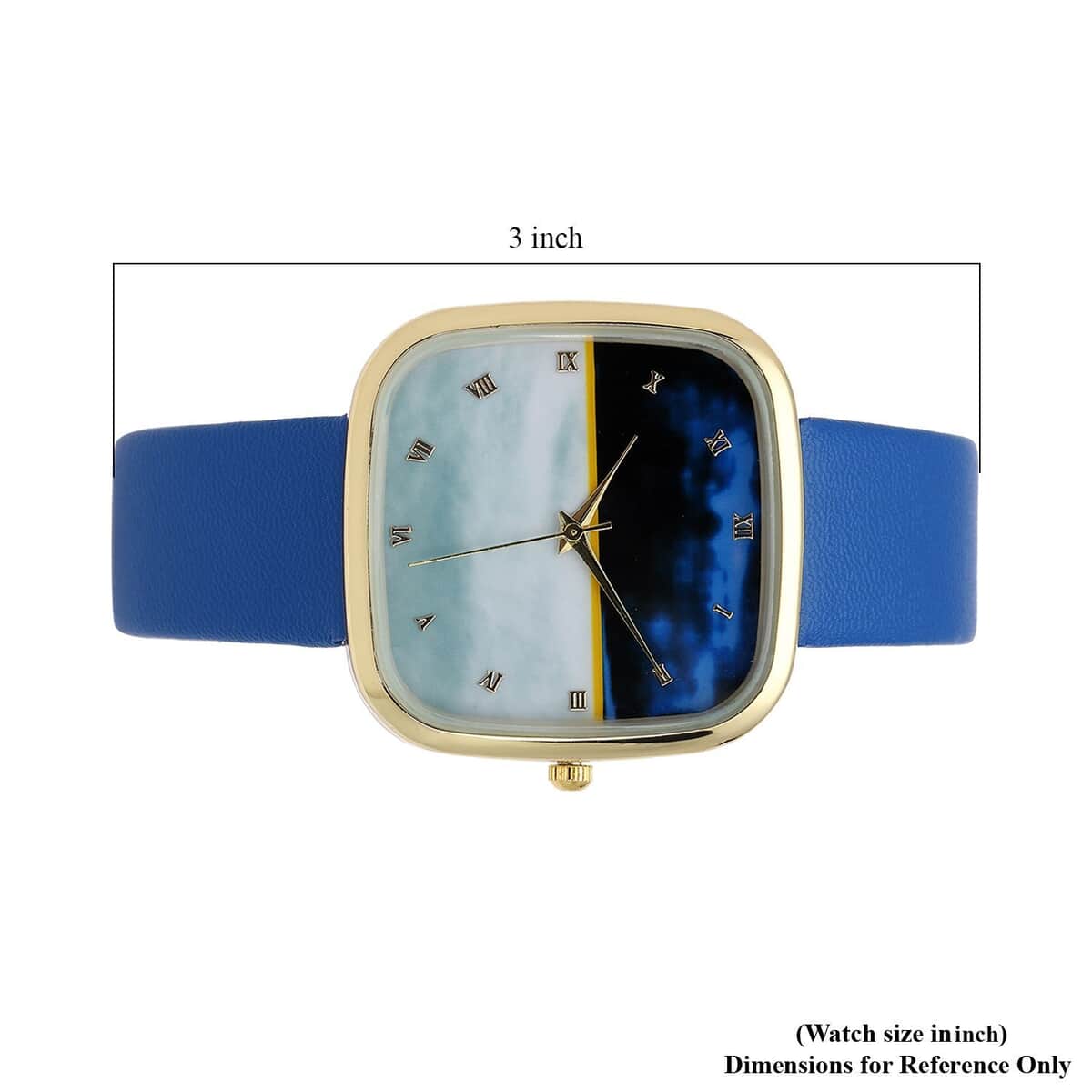Strada Japanese Movement 3D Simulated Lapis Dial Watch in Blue Faux Leather Strap (35.80mm) (5.5-7.5 Inches) image number 6
