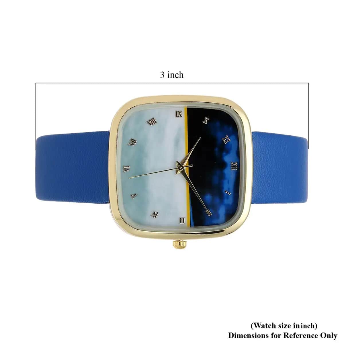 STRADA Japanese Movement 3D Simulated Lapis Dial Watch in Blue Faux Leather Strap (35.80mm) image number 7