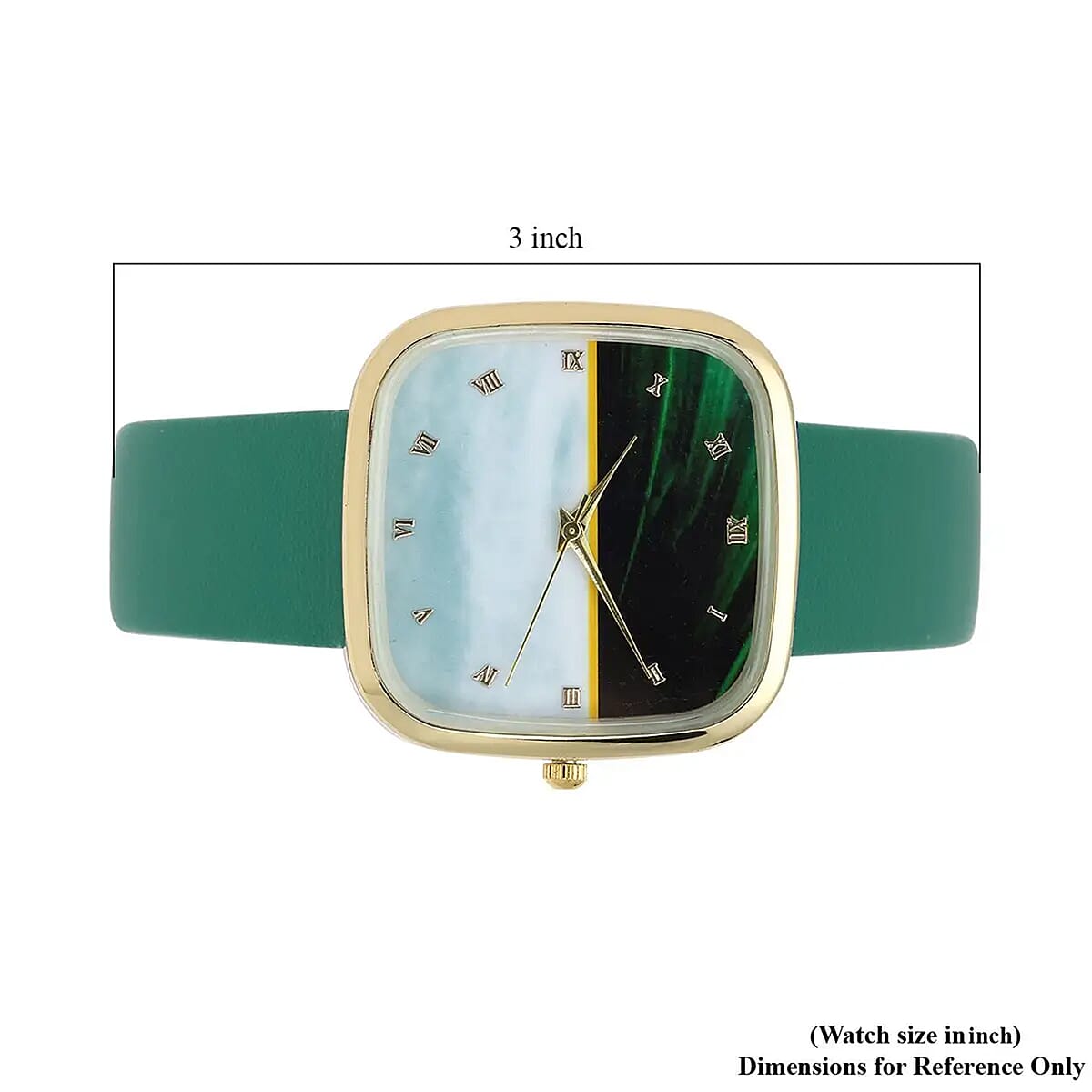 Strada Japanese Movement 3D Simulated Malachite Dial Watch in Green Faux Leather Strap (35.80mm) (5.5-7.5 Inches) image number 7