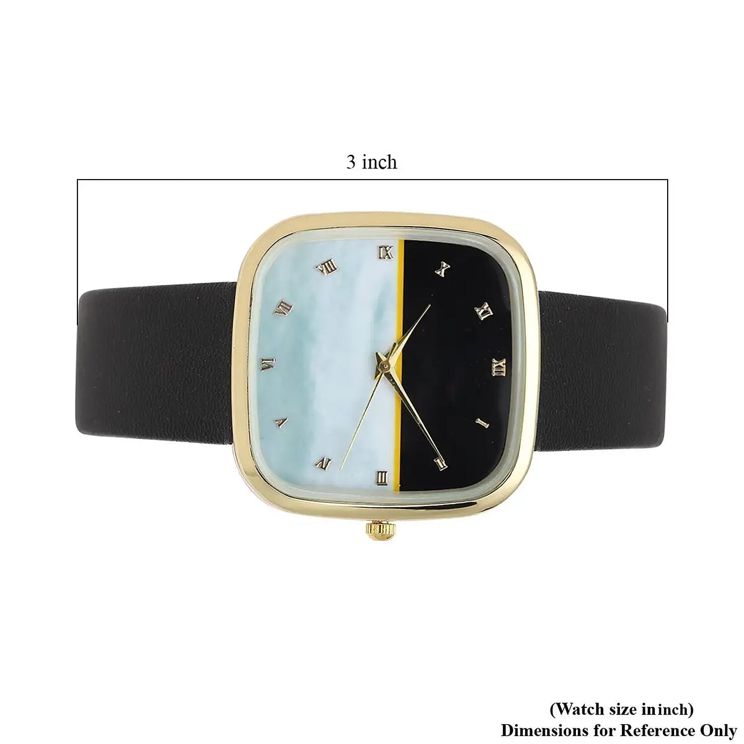 STRADA Japanese Movement 3D Simulated Agate Dial Watch Black Faux Leather Strap - Picture 8 of 9
