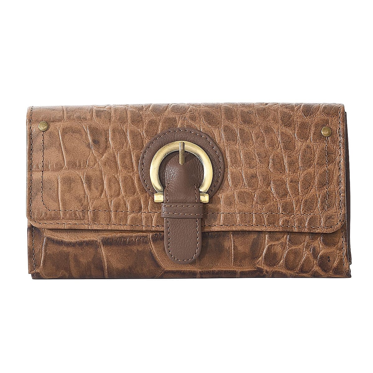 "UNION CODE -RFID Protected 100% Genuine Leather Women's Wallet SIZE: 7.5(L)x4.5(W) inches COLOR:DarkBrown" image number 0