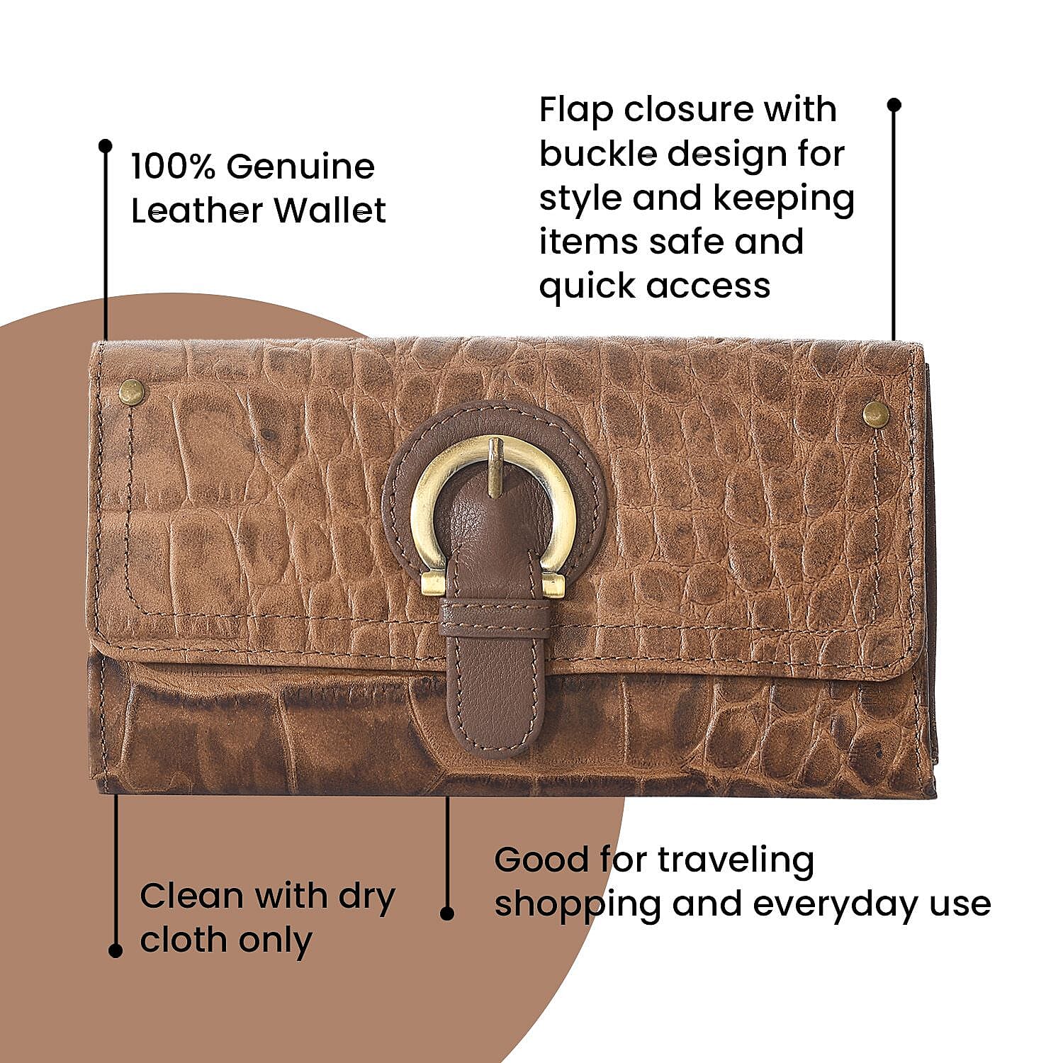 Union Code Brown RFID Genuine Leather Wallet for Women | Leather Purse | Card Holder | Designer Wallet