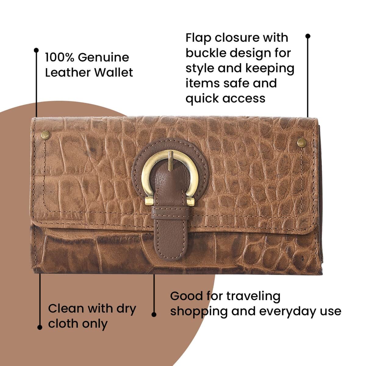 Union Code Brown RFID Genuine Leather Wallet for Women | Leather Purse | Card Holder | Designer Wallet image number 3