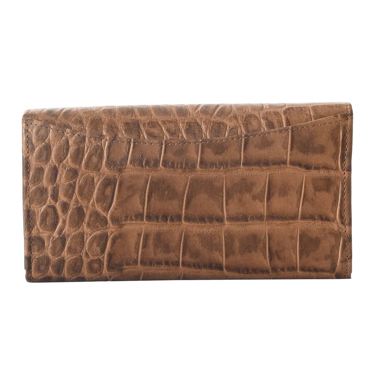 "UNION CODE -RFID Protected 100% Genuine Leather Women's Wallet SIZE: 7.5(L)x4.5(W) inches COLOR:DarkBrown" image number 5