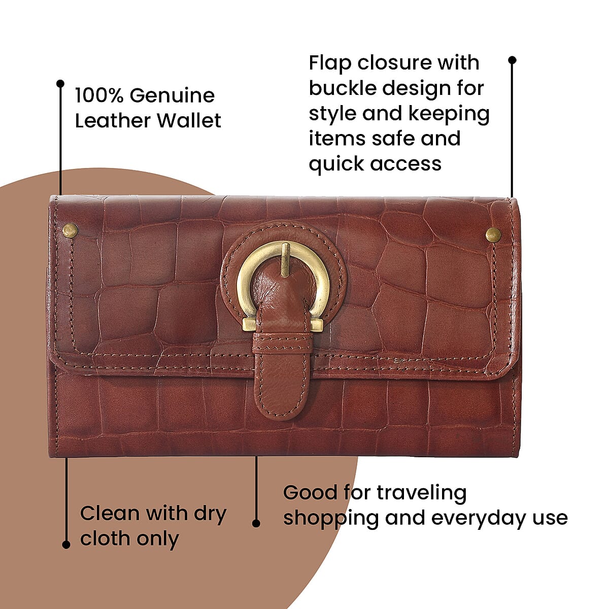 Union Code Cognac RFID Genuine Leather Wallet for Women | Leather Purse | Card Holder | Designer Wallet image number 3