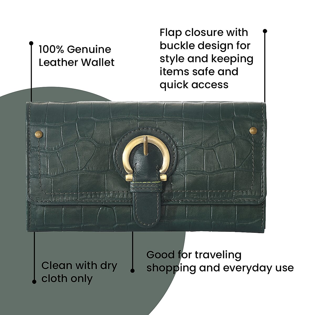 Union Code Green RFID Genuine Leather Wallet for Women , Leather Purse , Card Holder , Designer Wallet image number 3