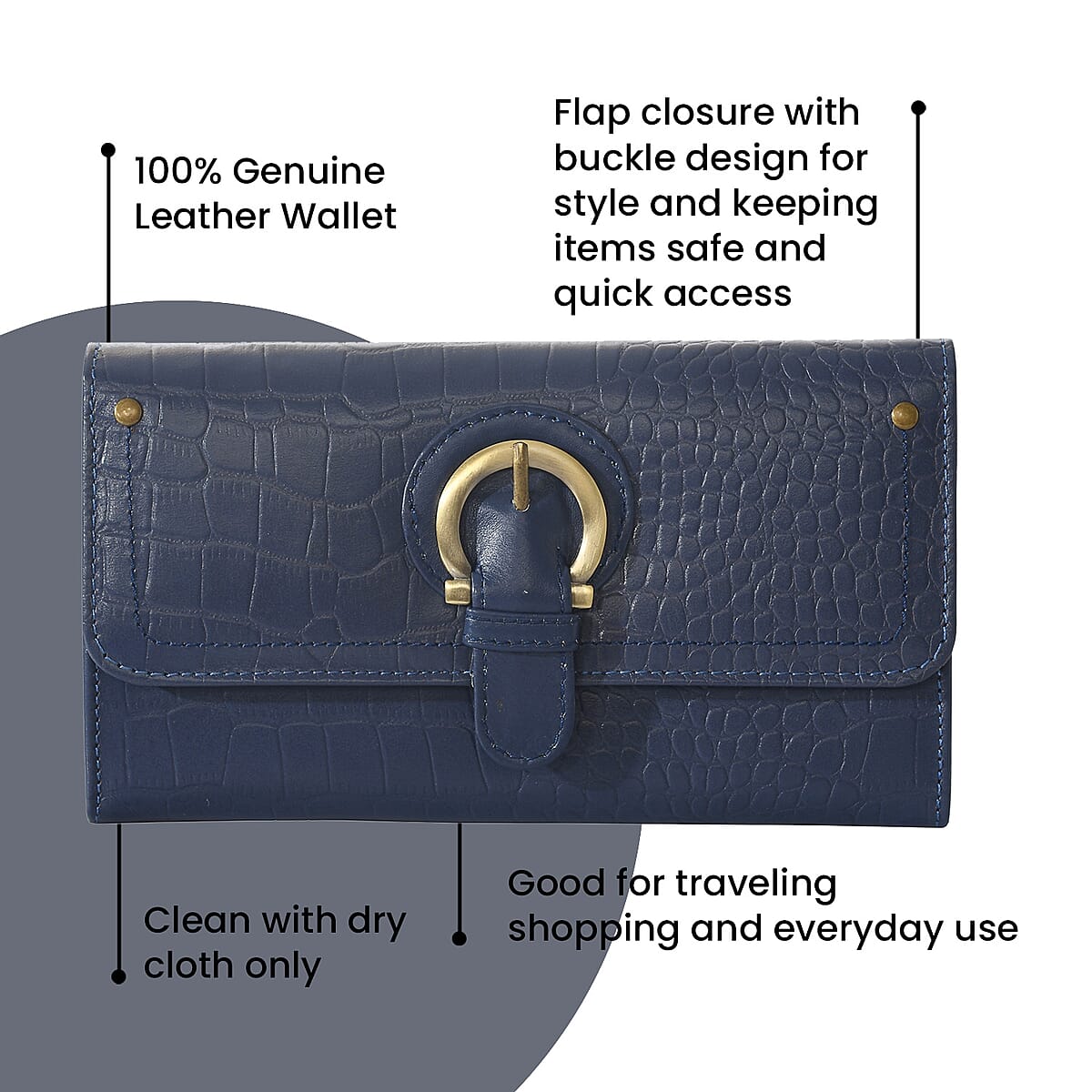 Union Code Blue RFID Genuine Leather Wallet for Women , Leather Purse , Card Holder , Designer Wallet image number 3