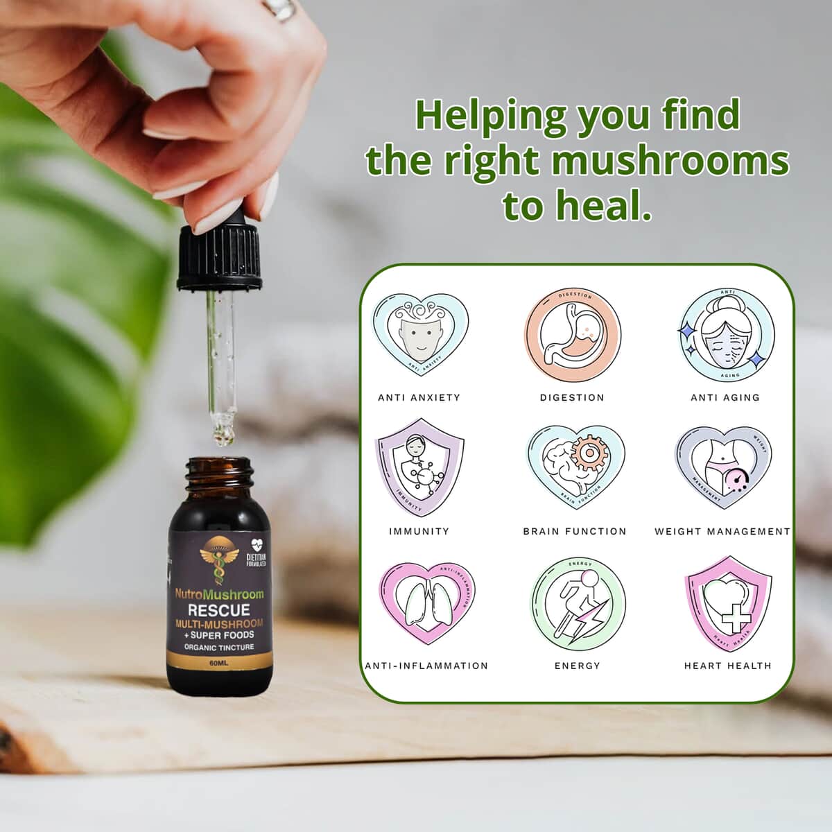 NutroMushroom Rescue Multi-Mushroom Super Foods Organic Tincture 60ML image number 3