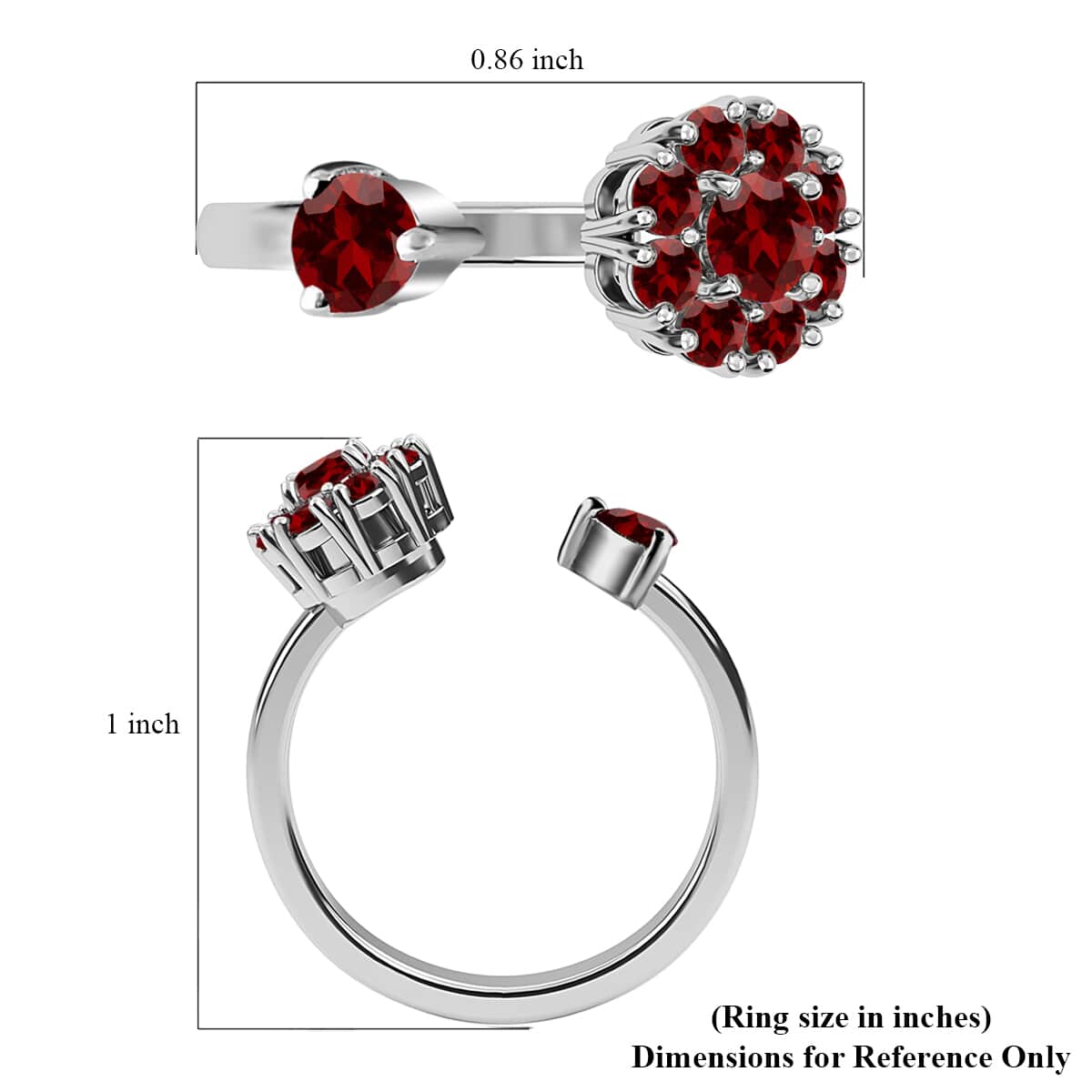 Mozambique Garnet January Birthstone Anxiety Spinner Openable Band Ring in Platinum Over Sterling Silver (Medium Adjustable Size 9-11) 0.90 ctw (Size 10) image number 7