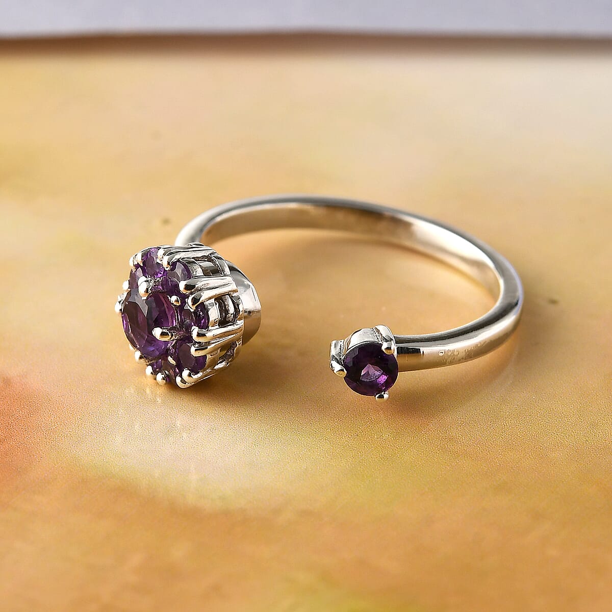 Amethyst February Birthstone Anxiety Spinner Openable Band Ring in Platinum Over Sterling Silver (Large Adjustable Size 9-11) 0.60 ctw image number 3