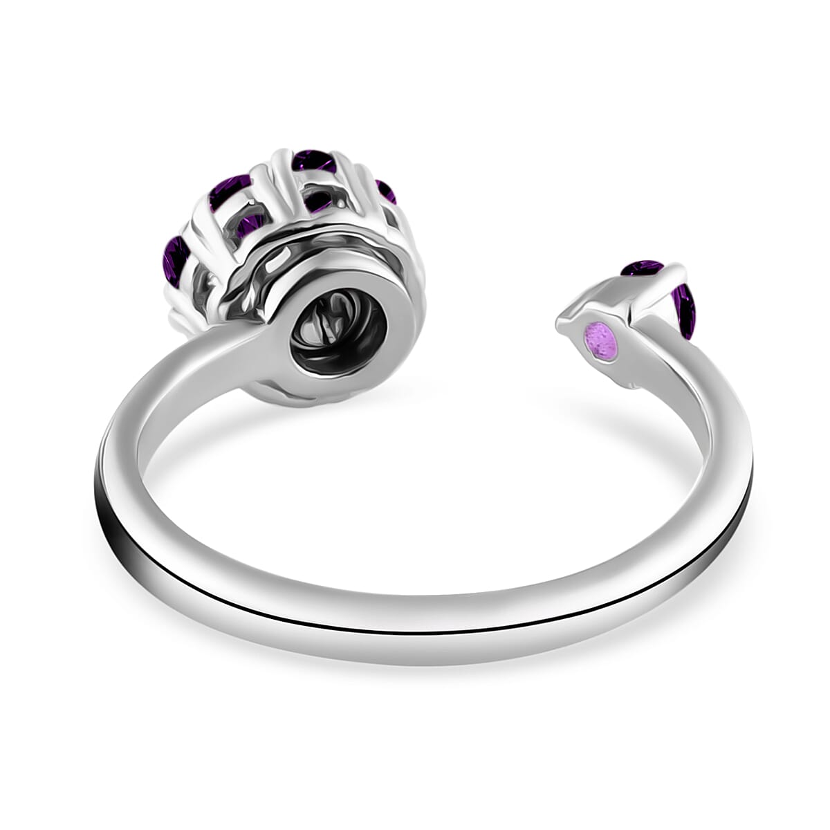 Amethyst February Birthstone Anxiety Spinner Openable Band Ring in Platinum Over Sterling Silver (Large Adjustable Size 9-11) 0.60 ctw image number 6