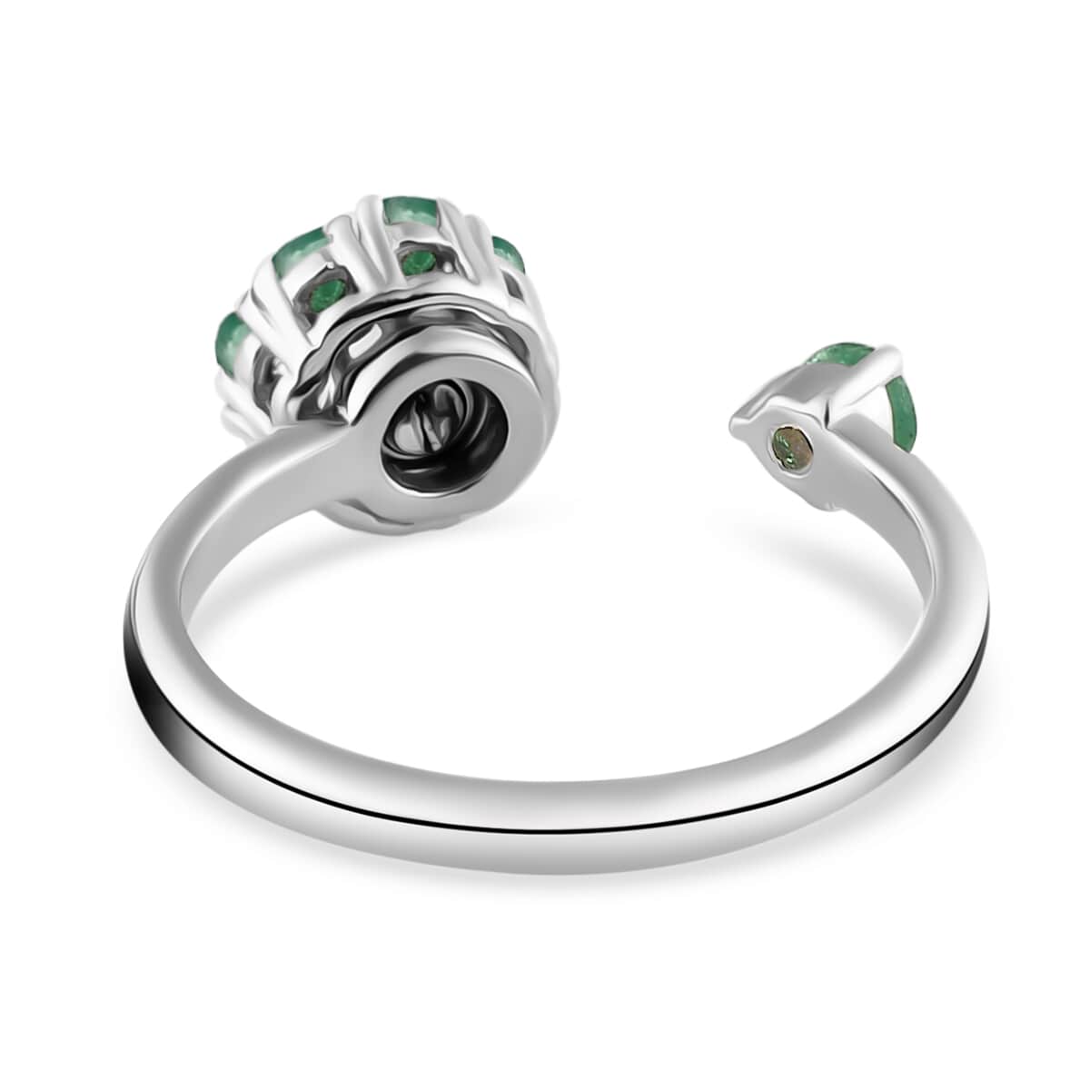 Socoto Emerald May Birthstone Anxiety Spinner Openable Band Ring in Platinum Over Sterling Silver (Large Adjustable Size 9-11) 0.65 ctw image number 6