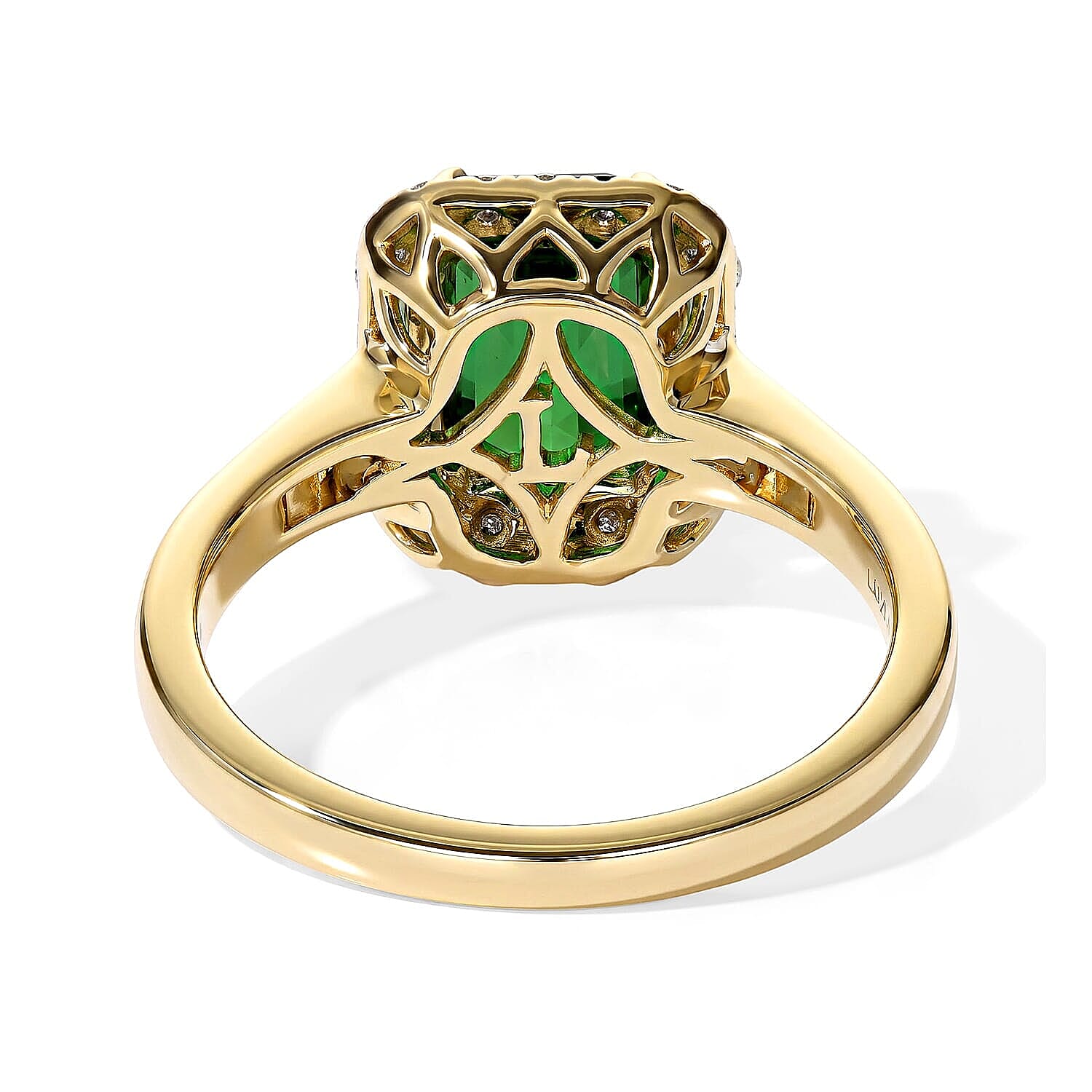 Certified & Appraised AAA Sapo Green Tourmaline and Luxuriant Lab Grown Diamond G-H SI 2.00 ctw Ring in 10K Yellow Gold (Size  5.0)