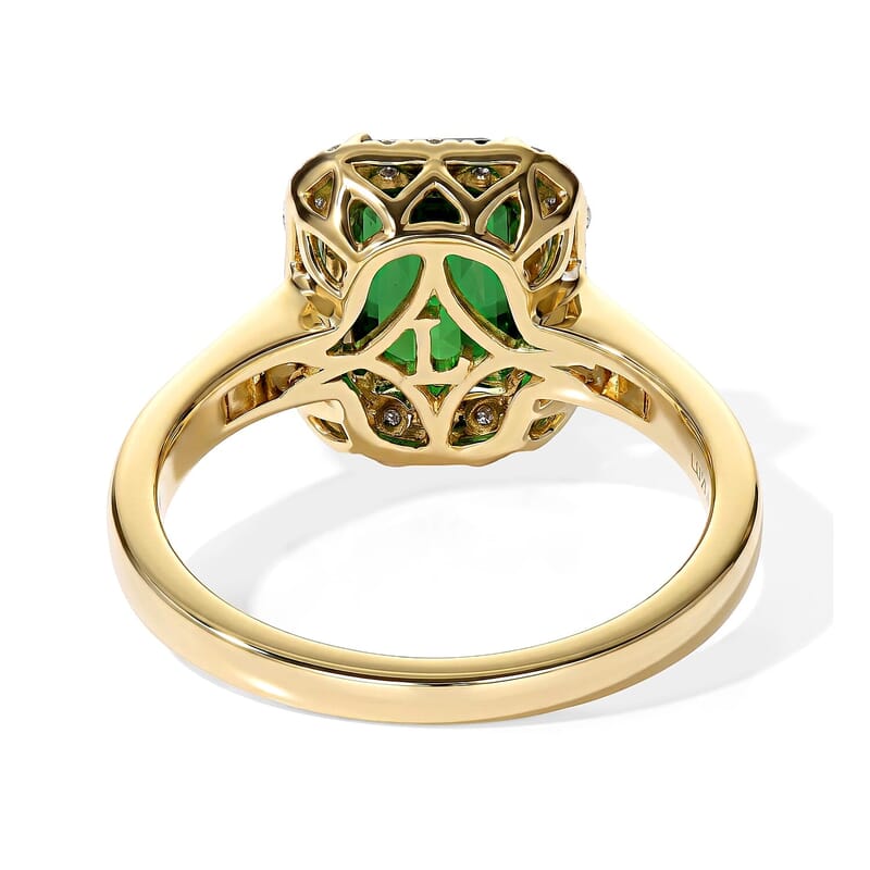 Certified & Appraised AAA Sapo Green Tourmaline and Luxuriant Lab Grown Diamond G-H SI 2.00 ctw Ring in 10K Yellow Gold (Size  5.0)