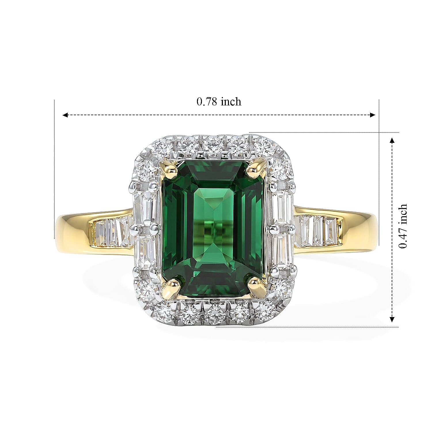 Certified & Appraised AAA Sapo Green Tourmaline and Luxuriant Lab Grown Diamond G-H SI 2.00 ctw Ring in 10K Yellow Gold (Size  5.0)