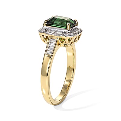 Certified & Appraised AAA Sapo Tourmaline and Luxuriant Lab Grown Diamond G-H SI 2.00 ctw Ring in 10K Yellow Gold (Size 6.0)
