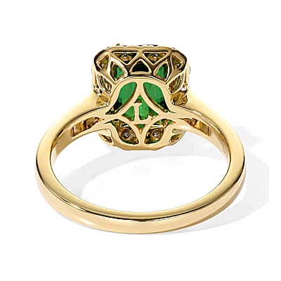 Certified & Appraised AAA Sapo Tourmaline and Luxuriant Lab Grown Diamond G-H SI 2.00 ctw Ring in 10K Yellow Gold (Size 6.0)
