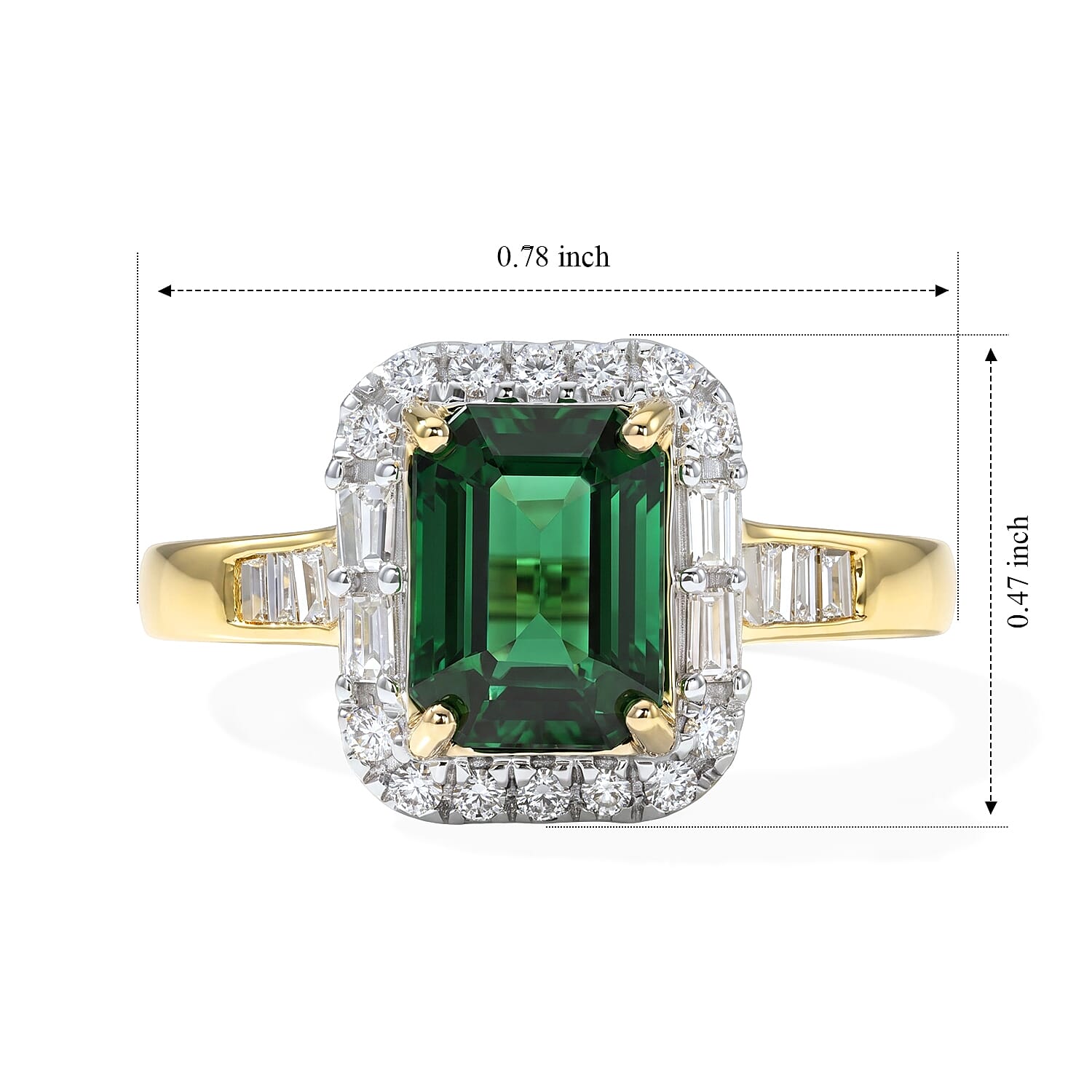Certified & Appraised AAA Sapo Tourmaline and Luxuriant Lab Grown Diamond G-H SI 2.00 ctw Ring in 10K Yellow Gold (Size 6.0)